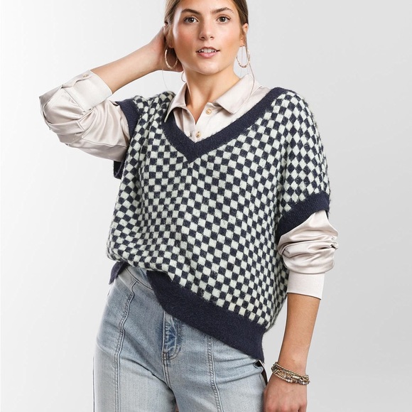 Free People Sweaters - Free People Through The Motions Checked Sweater Vest Size XS